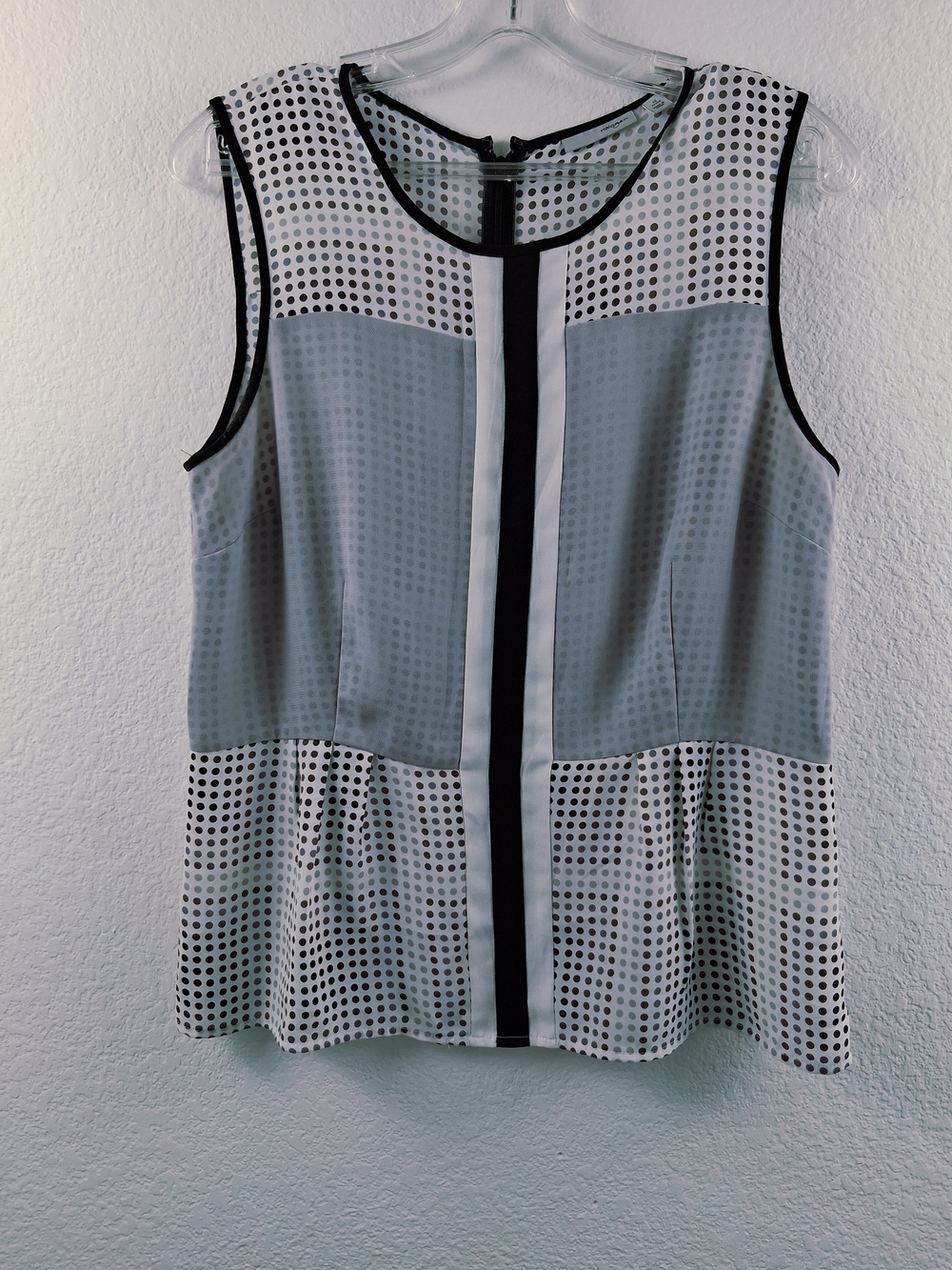 Halogen Sleeveless Petite M Gray Colorblock Polka Dot Women Tank Top Blouse